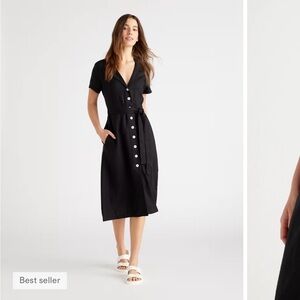 Quince 100% European Linen Button Front Dress in Size L